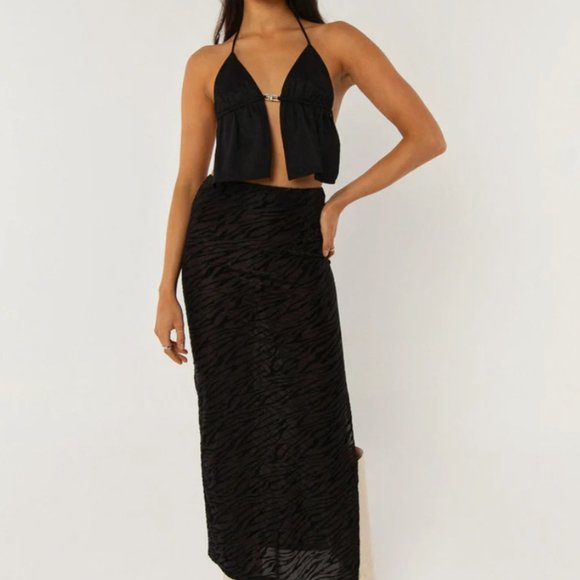 NWOT Size 2 Peppermayo Exclusive - Work It Out Midi Skirt - Burnout Black - Picture 3 of 6